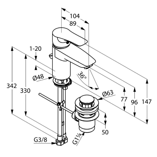 Смеситель для раковины KLUDI TERCIO XL 384840575