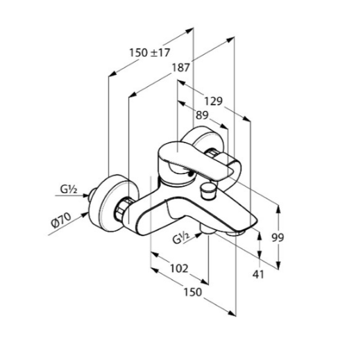 Смеситель для ванны и душа KLUDI TERCIO 384820575 Смеситель для ванны и душа KLUDI TERCIO 384820575