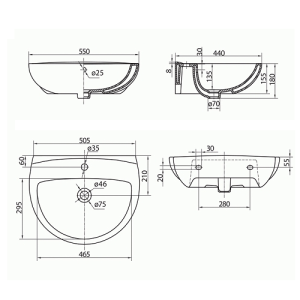 Умивальник KOLO Freja 55 Умивальник KOLO Freja 55