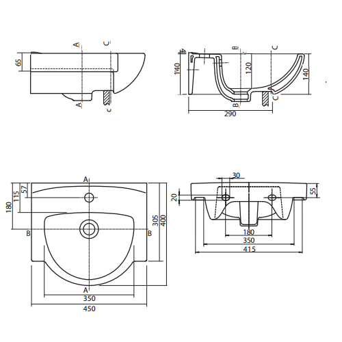 Умивальник меблевий KOLO Freja 45