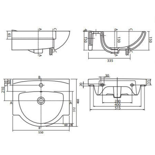 Умивальник меблевий KOLO Freja 55