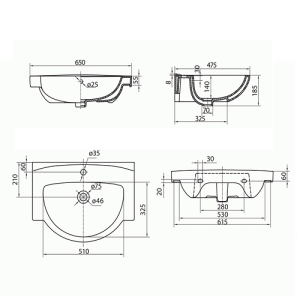 Умивальник меблевий KOLO Freja 65