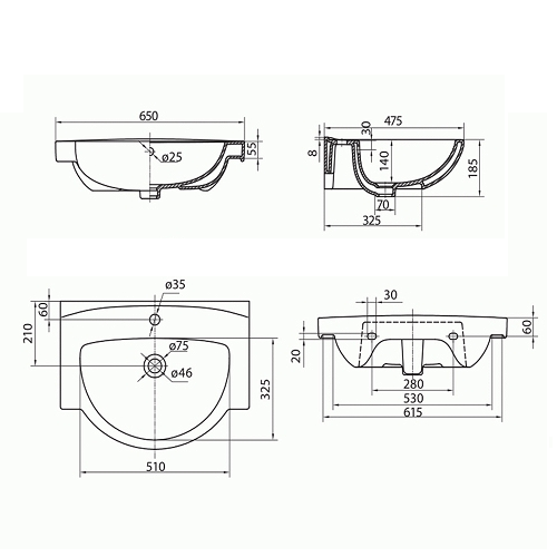 Умивальник меблевий KOLO Freja 65