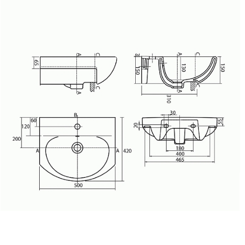 Умывальник мебельный KOLO Runa 50