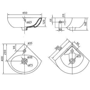 Умывальник угловой KOLO Runa 35 Умывальник угловой KOLO Runa 35