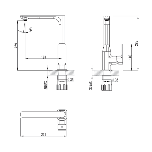 Смеситель для кухни Imprese BILOVEC 55255 Смеситель для кухни Imprese BILOVEC 55255