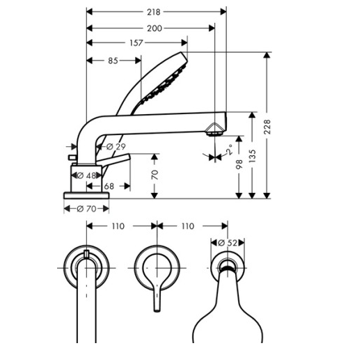 Hansgrohe Talis S 72417000 врізний змішувач для ванни