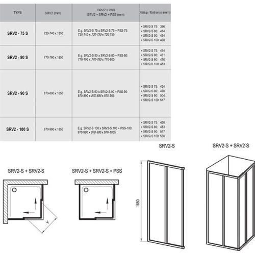 Душова кабіна Supernova SRV2-S + SRV2-S Рама: сатин, скло - гартоване прозоре Душова кабіна Supernova SRV2-S + SRV2-S Рама: сатин, скло - гартоване прозоре