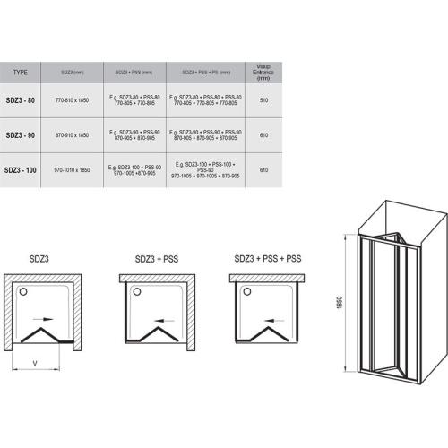 Душова кабіна Supernova SDZ3 + PSS Рама - сатин, скло - гартоване прозоре Душова кабіна Supernova SDZ3 + PSS Рама - сатин, скло - гартоване прозоре