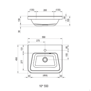 Умивальник Ravak 10° 550 мм