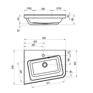 Умивальник Ravak 10° кутовий 650 мм R/L Умивальник Ravak 10° кутовий 650 мм R/L