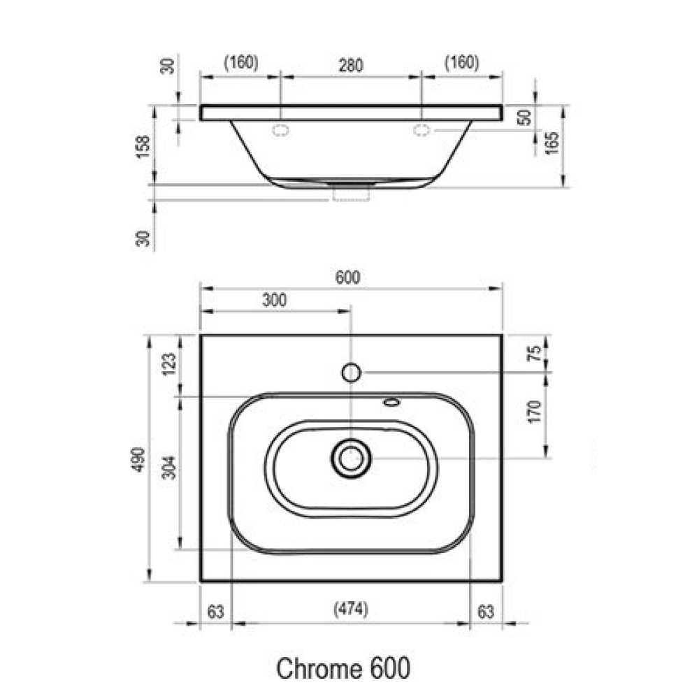 Умивальник Ravak Chrome 600 мм