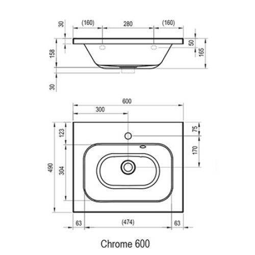 Умивальник Ravak Chrome 600 мм