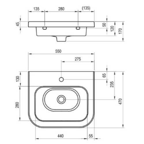 Умивальник Ravak Chrome 550 мм