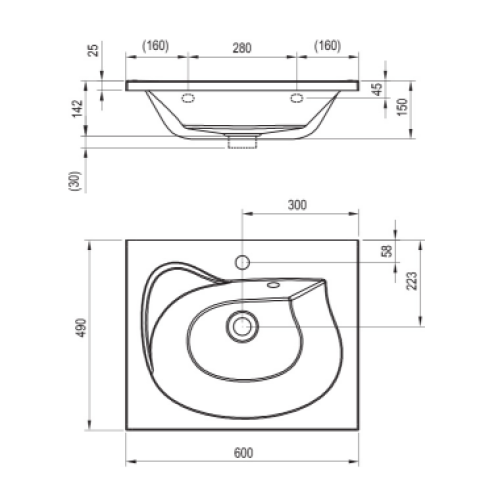 Умивальник Ravak Rosa 600 мм