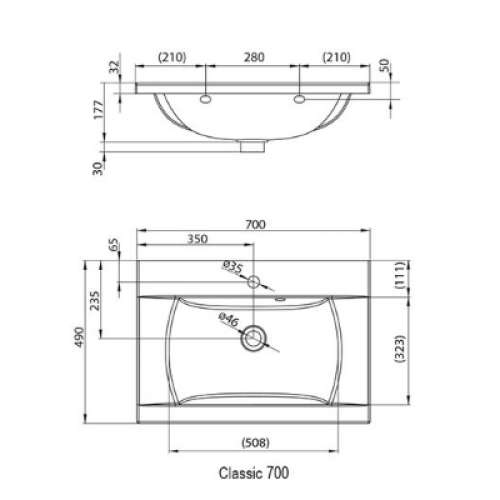Умивальник Ravak Classic, 700 мм