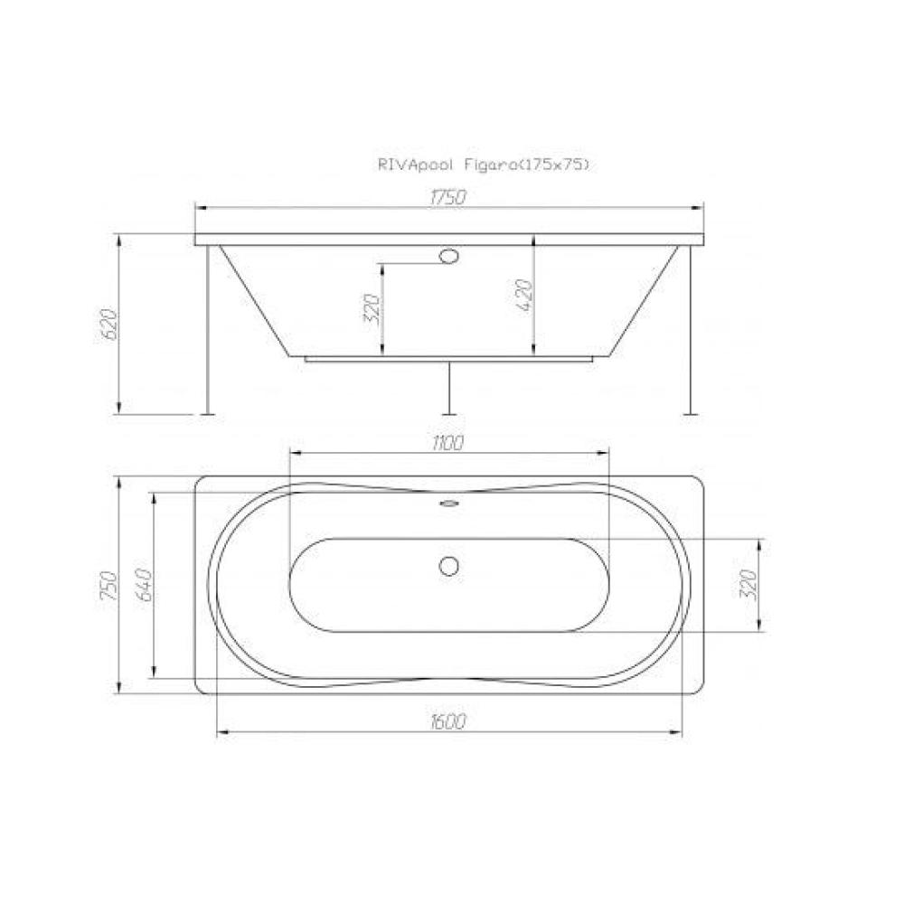 Ванна акрилова Riva Pool Figaro 170x75 см
