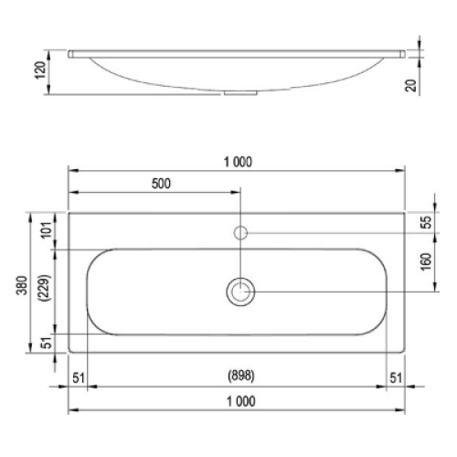 Умывальник Ravak Ring, 1000 мм Умывальник Ravak Ring, 1000 мм
