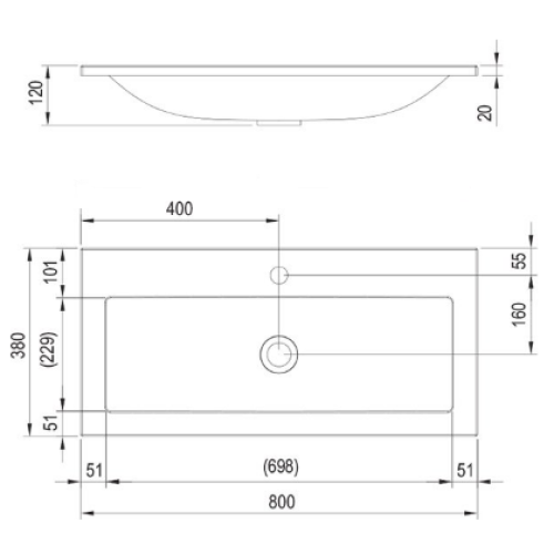 Умивальник Ravak Clear, 800 мм