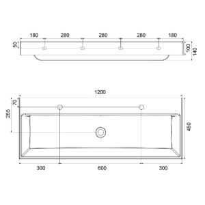 Умивальник Ravak Natural Duo, 1200 мм Умивальник Ravak Natural Duo, 1200 мм