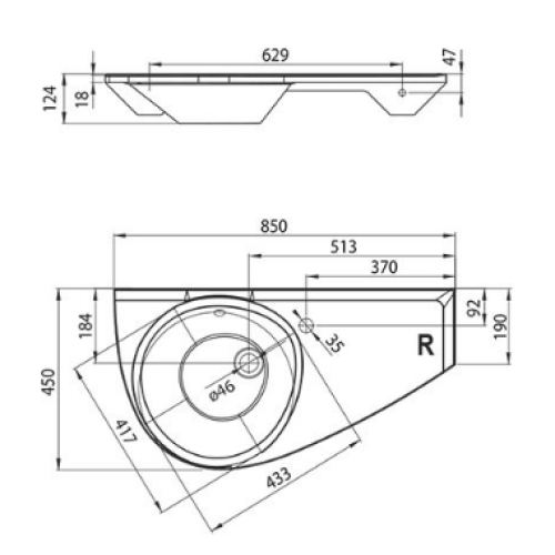 Умивальник Ravak Avocado L\R 850 мм Умивальник Ravak Avocado L\R 850 мм