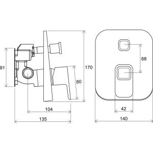 Змішувач прихованого монтажу з перемикачем ванна/душ, для R-box Ravak 10° TD 065.00 Змішувач прихованого монтажу з перемикачем ванна/душ, для R-box Ravak 10° TD 065.00