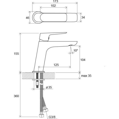 Змішувач для умивальника без відкривання стоку Ravak Chrome CR 012.00 Змішувач для умивальника без відкривання стоку Ravak Chrome CR 012.00