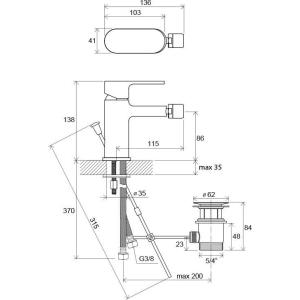 Смеситель для биде с регулируемым носиком (донный клапан) Ravak Chrome CR 055.00
