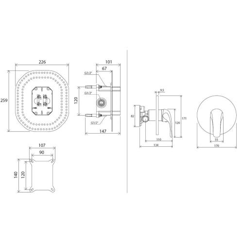 Смеситель скрытого монтажа Ravak Rosa RS 066.00 без переключателя для R-box Смеситель скрытого монтажа Ravak Rosa RS 066.00 без переключателя для R-box