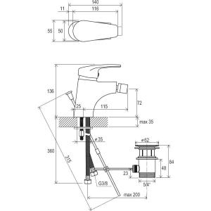 Змішувач для біде з донним клапаном Ravak Neo-No 055.00