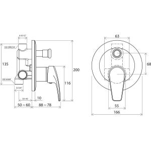 Змішувач прихованого монтажу Ravak Neo-No 061.00 з перемикачем Змішувач прихованого монтажу Ravak Neo-No 061.00 з перемикачем
