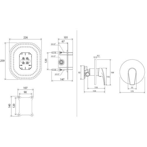 Змішувач прихованого монтажу Ravak Neo-No 066.00 без перемикача на R-box Змішувач прихованого монтажу Ravak Neo-No 066.00 без перемикача на R-box