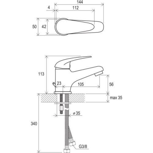 Смеситель для умывальника Ravak Suzan-SN 012.00 без донного клапана