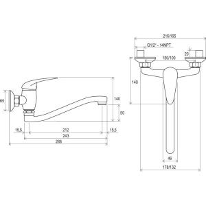 Змішувач для умивальника Ravak Suzan-SN 041.00/100 настінний 100 мм Змішувач для умивальника Ravak Suzan-SN 041.00/100 настінний 100 мм