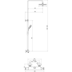 Комплект с термосмесителем Ravak Termo 100 TE 091.00/150 душевая штанга Комплект с термосмесителем Ravak Termo 100 TE 091.00/150 душевая штанга