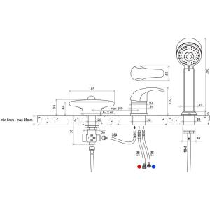 Змішувач врізний для ванни Ravak Rosa-RS 025.00 з лійкою