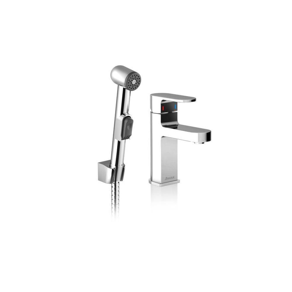 Смеситель для умывальника с гигиеническим душем Ravak Chrome-CR 112.00 без открывания стока