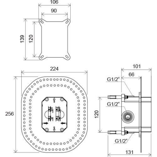 Механізм для змішувачів прихованого монтажу Ravak R-box RB 070.50