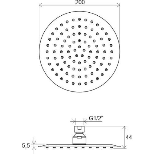 Насадка для душу Ravak Chrome 984.01 верхній душ кругла 200 мм Насадка для душу Ravak Chrome 984.01 верхній душ кругла 200 мм