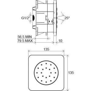 Форсунка скрытого монтажа Ravak Chrome 990.00 боковой душ 135 мм