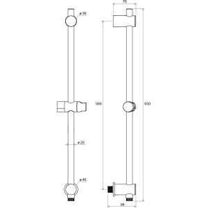 Душевая штанга с подвижным держателем и настенным выводом Ravak 975.00 60 см