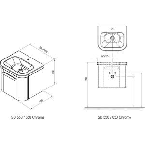 Шкафчик под керамический умывальник SD Ravak Chrome 550/650 Шкафчик под керамический умывальник SD Ravak Chrome 550/650