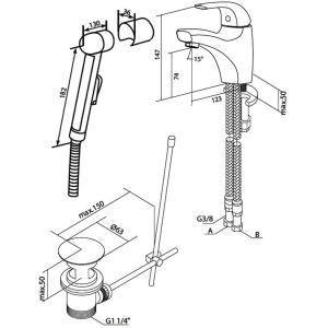 Смеситель для умывальника с гигиеническим душем и донным клапаном Sense 1 F7504000 AM PM Смеситель для умывальника с гигиеническим душем и донным клапаном Sense 1 F7504000 AM PM