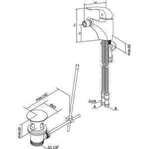 Змішувач для біде з донним клапаном Sense 1 F7583100 AM PM
