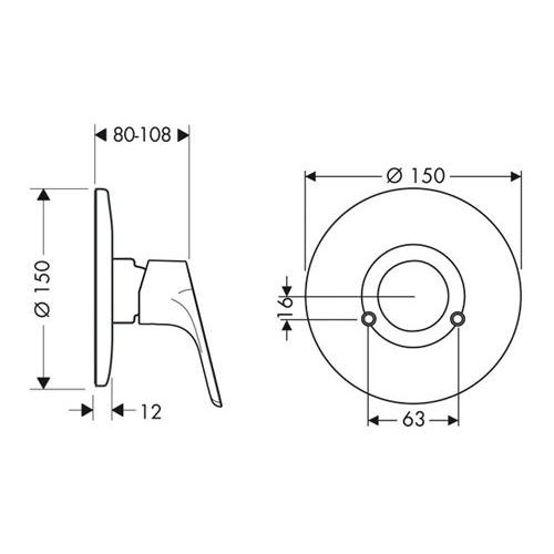 Hansgrohe Focus E2 Змішувач для душу прихованого монтажу (зовнішня частина) 31967000