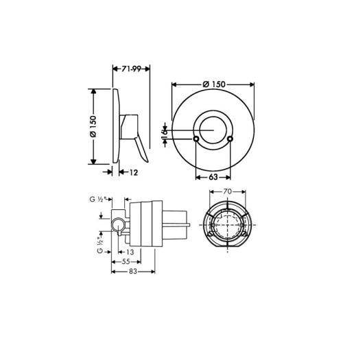 Hansgrohe Focus S Смеситель для душа, скрытый монтаж наружная и внутренняя часть 31764000. Hansgrohe Focus S Смеситель для душа, скрытый монтаж наружная и внутренняя часть 31764000.