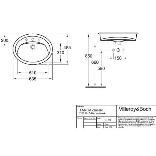 Раковина вбудована Villeroy & Boch Omnia Clasic 71266301 64х49 Раковина вбудована Villeroy & Boch Omnia Clasic 71266301 64х49