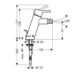 Hansgrohe Talis S2 Змішувач для біде. Гнучка підводка накидна гайка 3/8 32240000