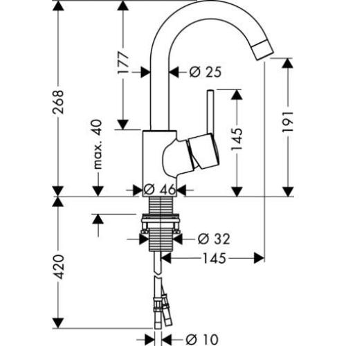 Hansgrohe Talis S Змішувач для раковини 32070000 Hansgrohe Talis S Змішувач для раковини 32070000
