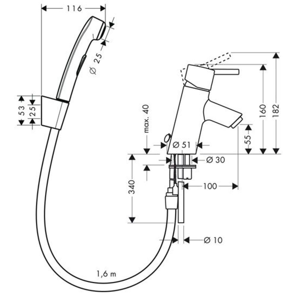 Hansgrohe Talis S Смеситель для раковины с гигиеническим душем 32120000